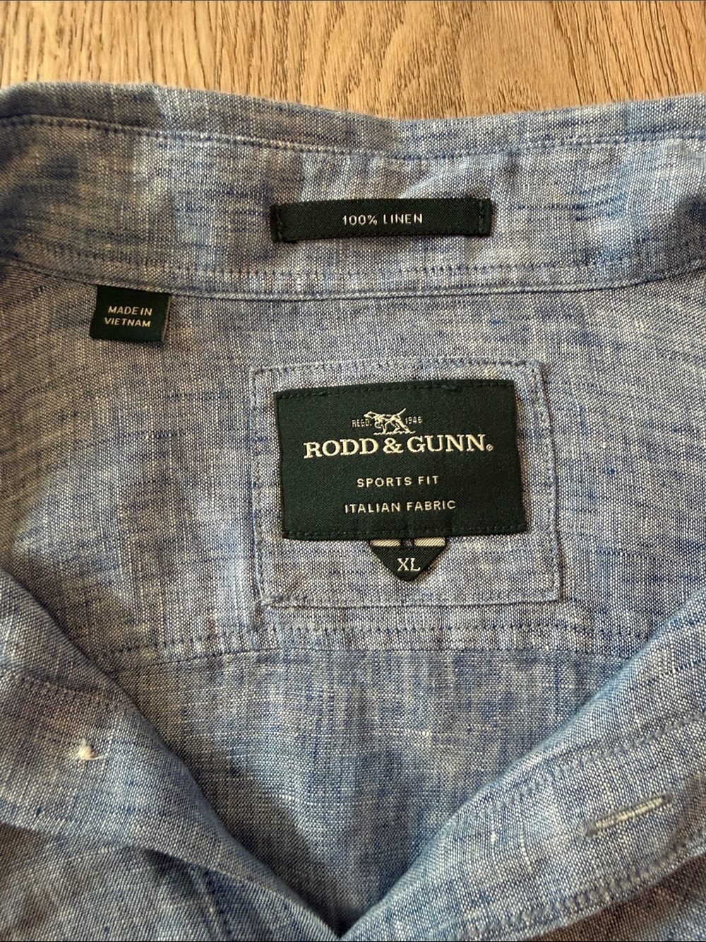 Rodd & Gunn Light Blue Textured Linen-Blend Button Down Shirt - Picture 3 of 3